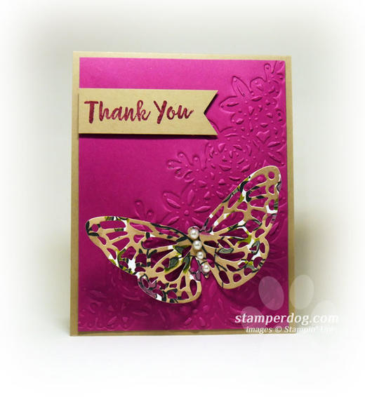 Embossed Butterfly Thank You Card